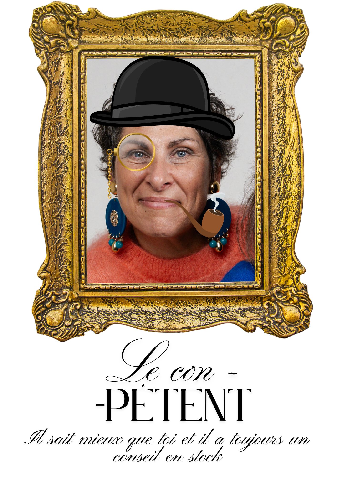Portrait de con de bureau affiché au mur